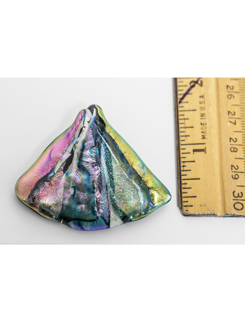New Handmade fan shaped dichroic glass pin/pendant